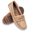 Page#11-J "Women's Deerskin Driving Mocs", deerskin, mocha/caramel/black colors