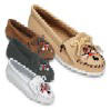 Page#4-B_"Women's Thunderbird Moccasins: Thunderbird Crepe Sole", cushion crepe outsole - colors: brown suede, black suede, white smooth, and natural smooth - Sizes: 4-11 (1/2 sizes included, no 10 1/2)